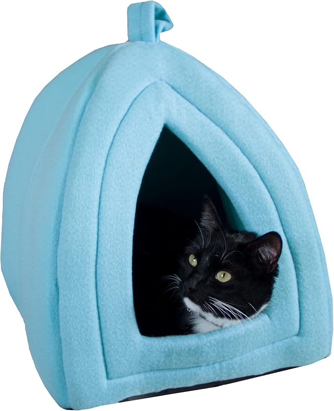 Cat House Indoor Cat Bed with Removable Foam Cushion, Plush Cat Tent Bed by PETMAKER