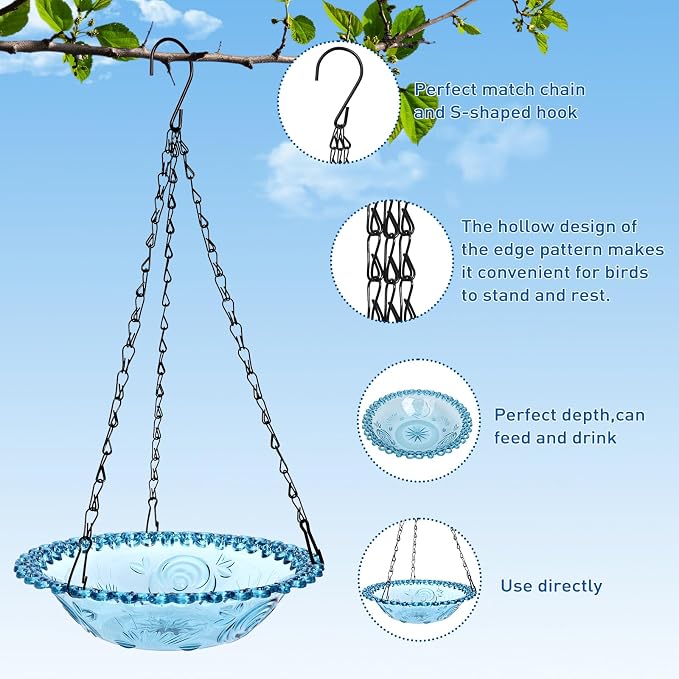 2 Pack Hanging Bird Baths, Hanging Bird Feeders - Image 8