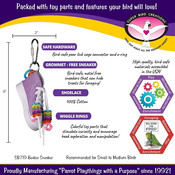 Super Bird Creations SB719 Beaker Sneaker Bird Toy - Image 3