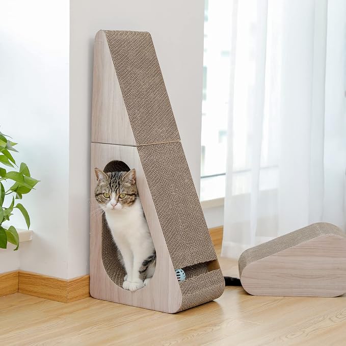 PAWZ Road Cat Scratcher, Triangle Cardboard Cat Scratcher 28.3” Large Scratch - Image 7