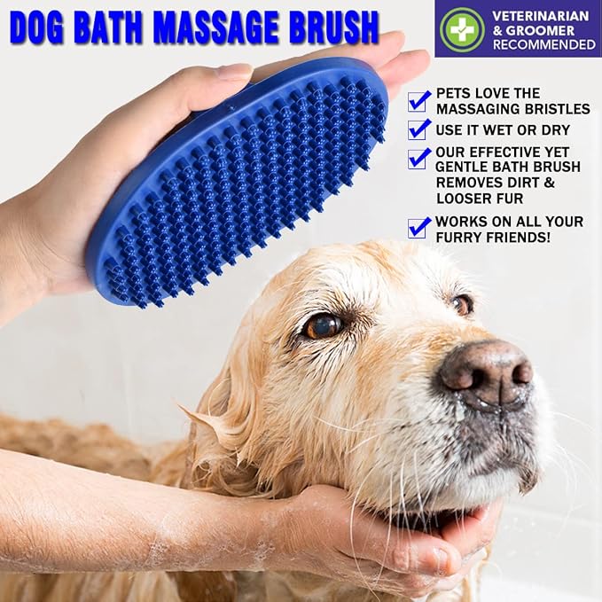 Dog Grooming Brush, Dog Shampoo Bath Brush Shedding Soothing Massage Rubber Comb - Image 4