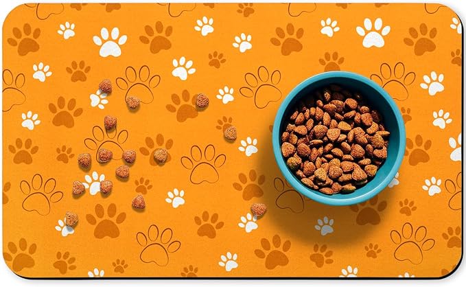 Dog Food Mat, Absorbent Water Bowl Mats Cat Pet Feeding Placemats Orange 16 * by Zoeeya