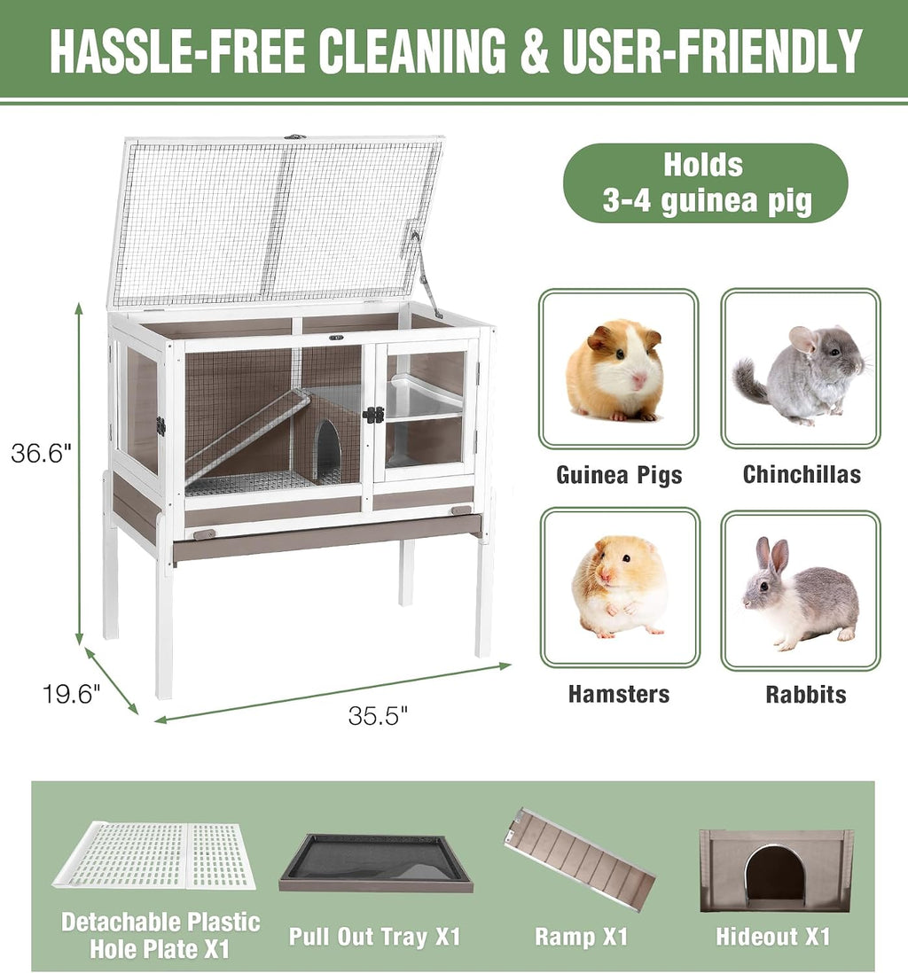 Guinea Pig Cage Indoor with Chew-Proof Edges, Clean Deep Tray | Rabbit - GlobalHabitat Supply