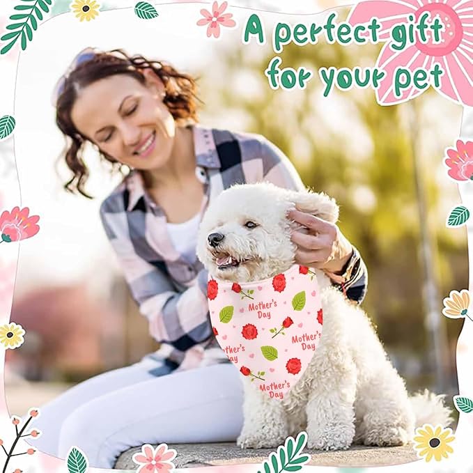 Mothers Day Dog Bandanas, 2 Pack Reversible Super Mom Pet Scarf - Image 2