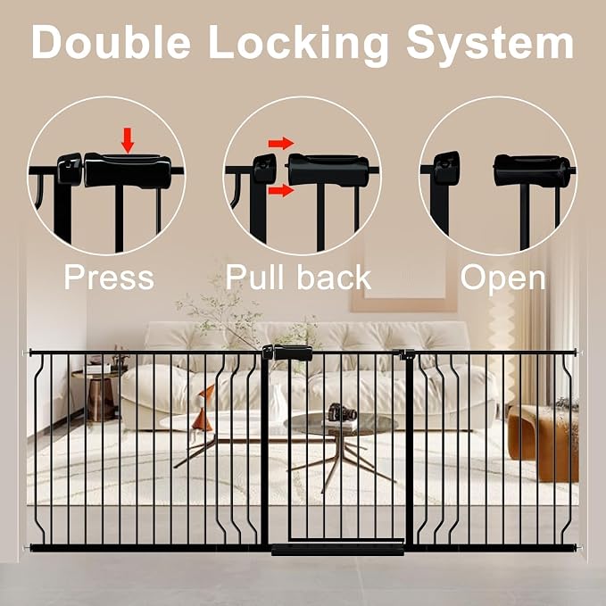 WAOWAO Baby Gate 71.65-85.03" Extra Wide Pressure Mounted Walk Through Swing - Image 3