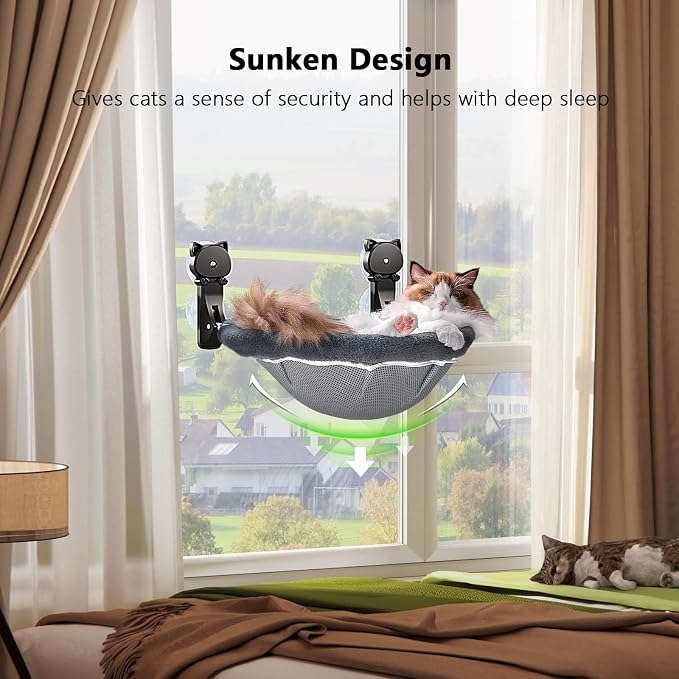Cat Window Perch Cordless, Foldable & Stable Cat Beds- Breathable Cat Window - Image 2