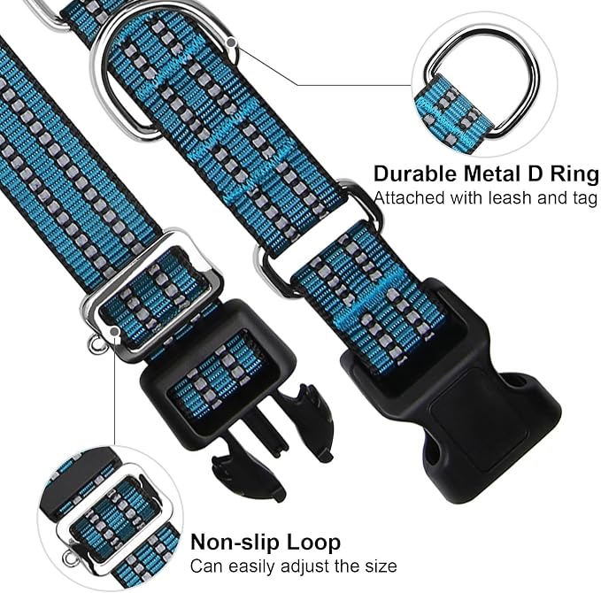 Martingale Dog Collar, Adjustable Nylon Reflective Collar - Image 2
