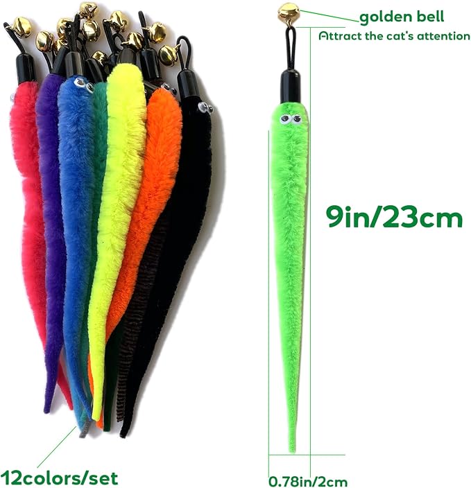 AcceLeah Cat Worm Toy Teaser Wand Replacement, Cat Worms & Dragonfly Refill - Image 2