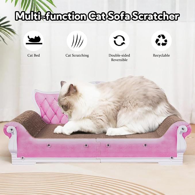 Cat Sofa Shape Scratch Pad for Large Medium Small Indoor Cats, Larger-Sized - Image 3