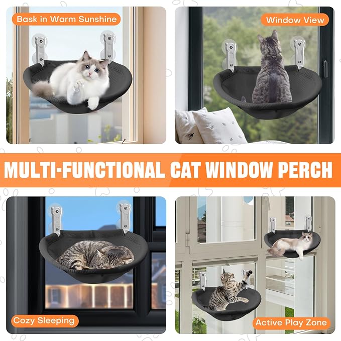 Homegroove Cat Window Perch, 18 x 12 Inch Foldable Cat Hammock - Image 8