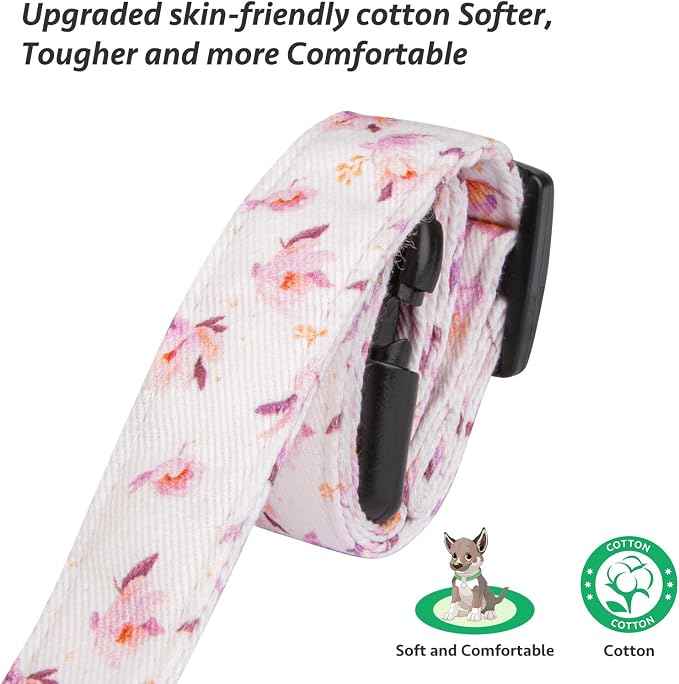 Cotton Handmade Dog Collar Cute and Distinctive Patterns White Flower