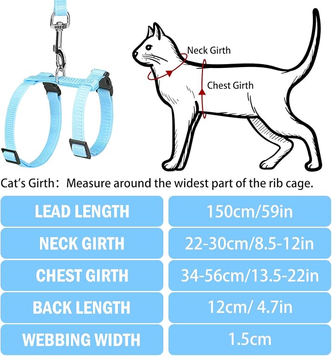 PUPTECK Adjustable Cat Harness and Leash Set Escape Proof Kitten Strap Collar - Image 2