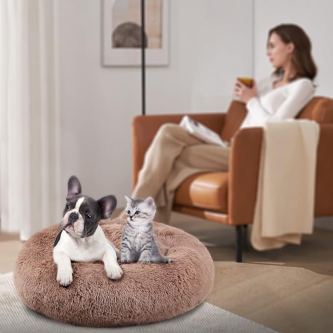 Calming Dog Bed for Medium Dogs Washable Donut 30 inches Anti-Slip Pet Bed - Image 6