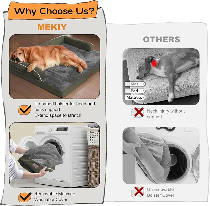 Large Dog Bed Orthopedic Washable: Orthopedic Dark Green Dog beds - Image 4