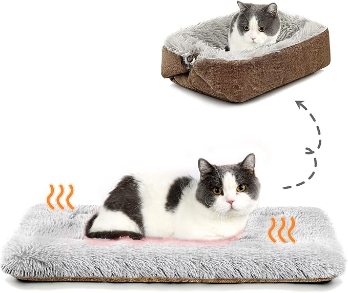 Self Warming Cat Bed, Foldable Self Heated Cat Mat Extra Warm Thermal Heating by HDLKRR