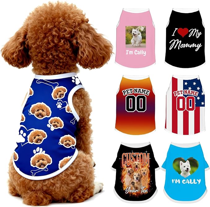 Custom Dog Shirt with Name Photo Text Logo Personalized Dog Pullover Shirts by Unknown