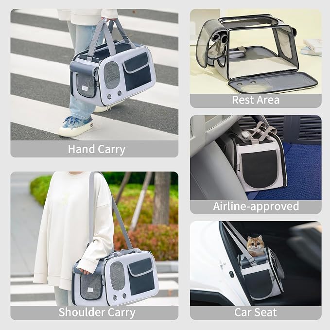 Cat, Dog Carrier for Pets up to 15 lbs, Soft-Sided Collapsible Pet Carrier - Image 5