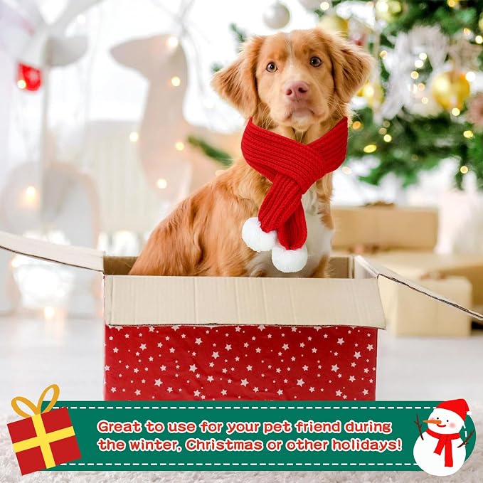 BWOGUE 2-Piece Knitted Dog Christmas Scarf & Bandana - Image 7