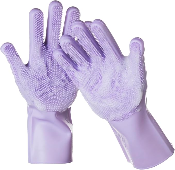 DELOMO Pet Grooming Gloves 1 Pair: Soft and Gentle Silicone Dog Washing Gloves by DELOMO