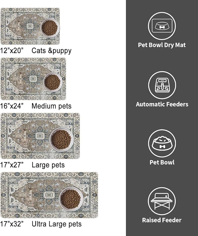 Dog Food Mats for Floors, Absorbent and Quick-Drying Pet Cat Food Mat, - Image 6