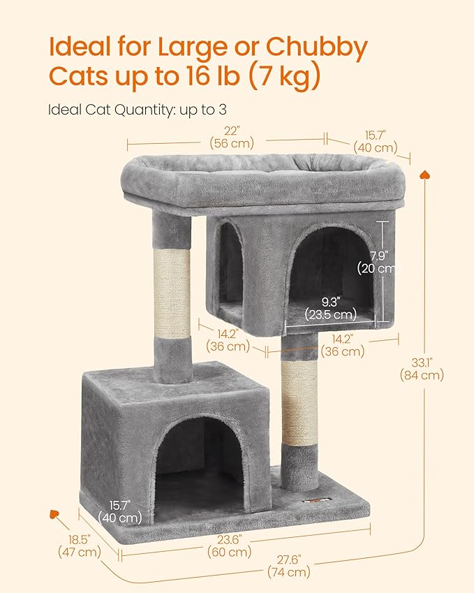 Feandrea Cat Tree, 33.1-Inch Cat Tower, Plush Condo - Image 5
