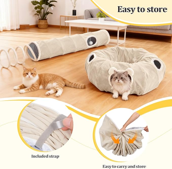 Ownpets 2-in-1 Cat Tunnel, Large Lollipop Shape Cat Tunnel Toy - Image 4