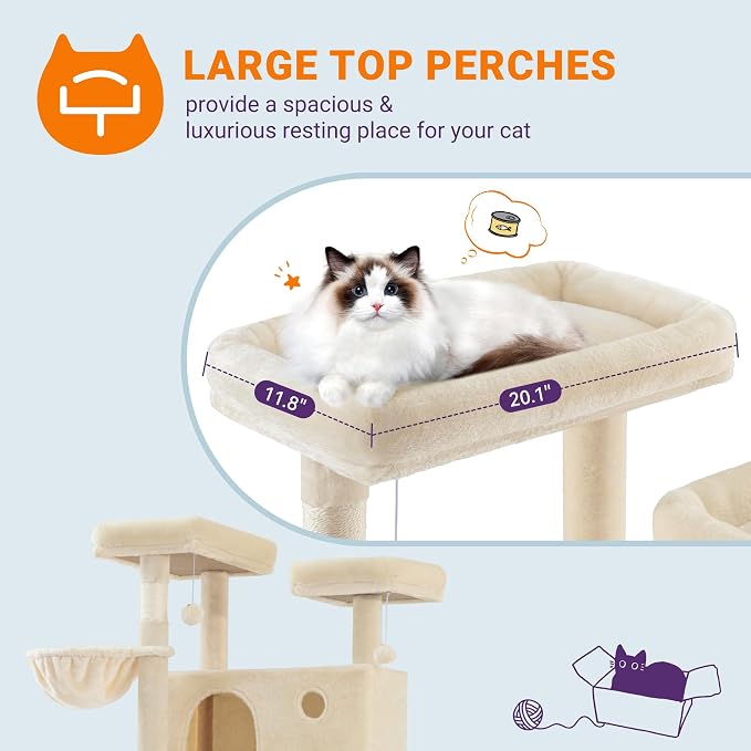 Allewie 81 Inches Tall Cat Tree/Multi-Level Large Climbing Tree House and Towers - Image 4