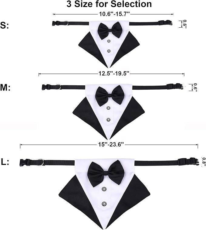 ADOGGYGO Formal Dog Tuxedo Wedding Pet Bandana Collar - Image 6