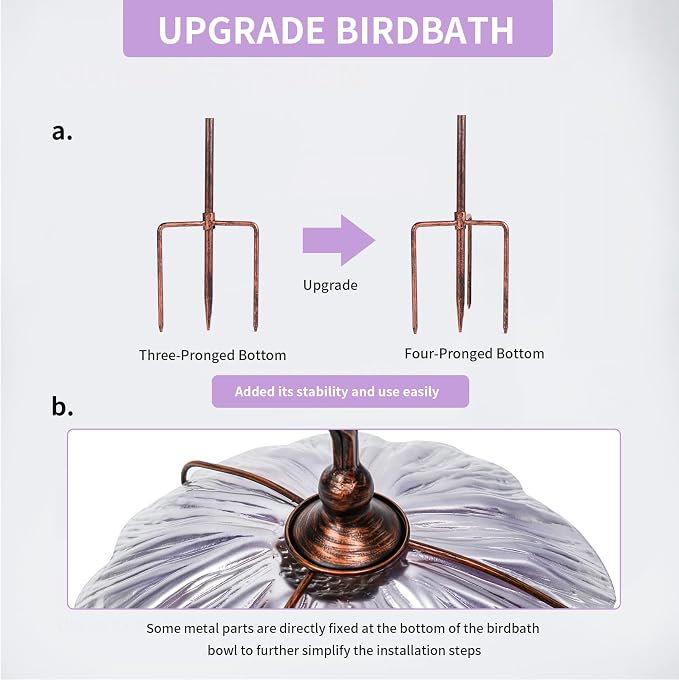 MUMTOP 31 Inch Height Glass Birdbath Birdfeeder - Image 5