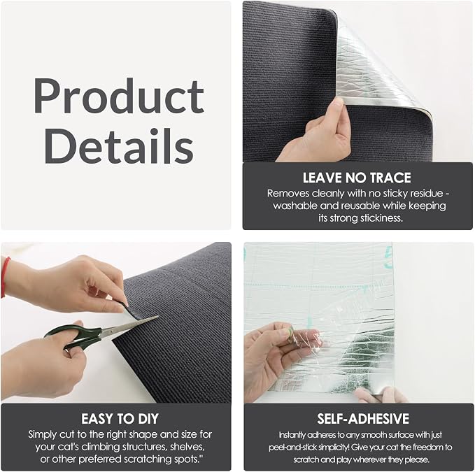 ASENKU Cat Scratch Furniture Protector, Trimmable Self-Adhesive Couch Protector - Image 4