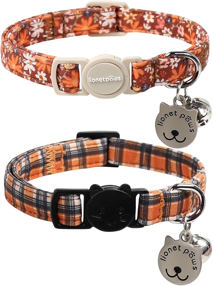 Lionet Paws 2pcs Pack Halloween Cat Collar, Cute Adjustable Cat Kitten Collar by lionetpaws