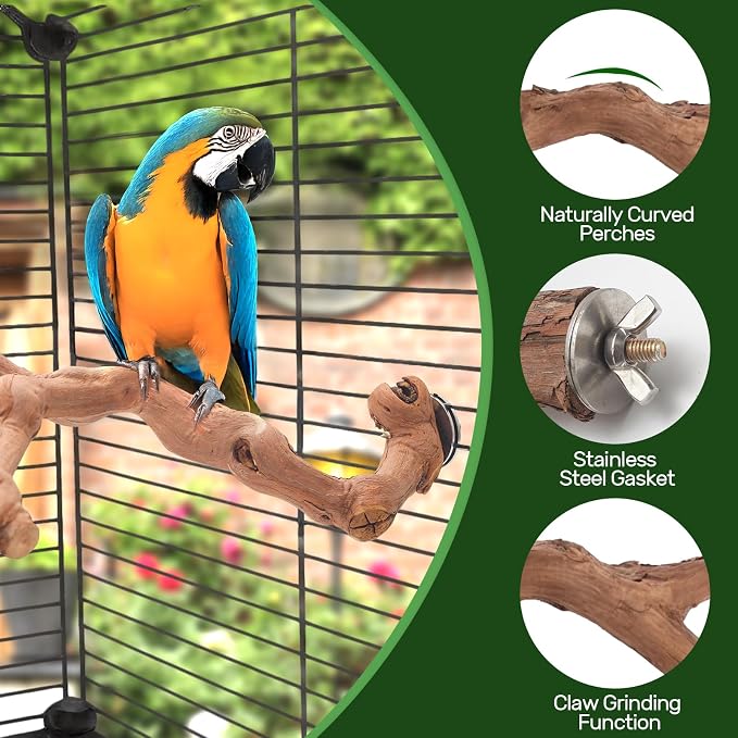 4-Piece Bird Perch Set with Rotating Ball Stand - Image 3