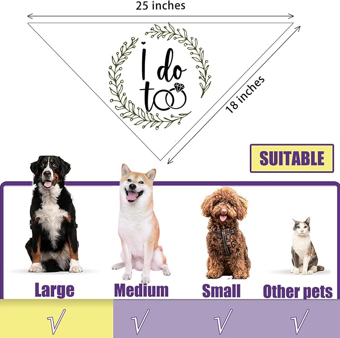 I Do Too Engagement Dog Bandana, Wedding Party Pet Scarf, Photo Prop, - Image 8