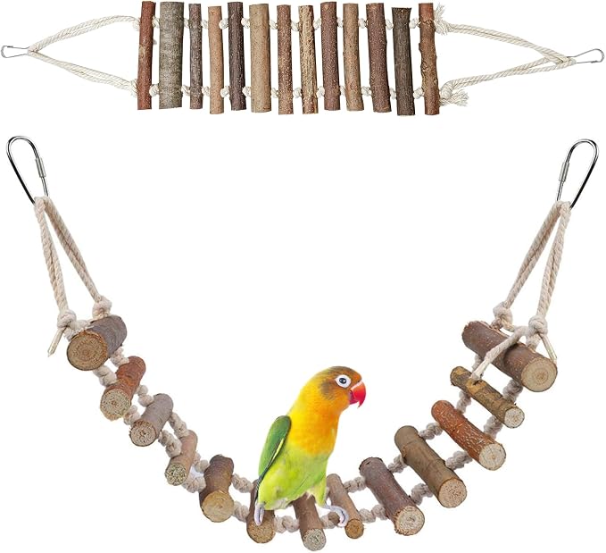 BNOSDM Wooden Bird Rope Ladders 2 Pcs Birds Ladder Bridge Toy Parrot Cage by BNOSDM