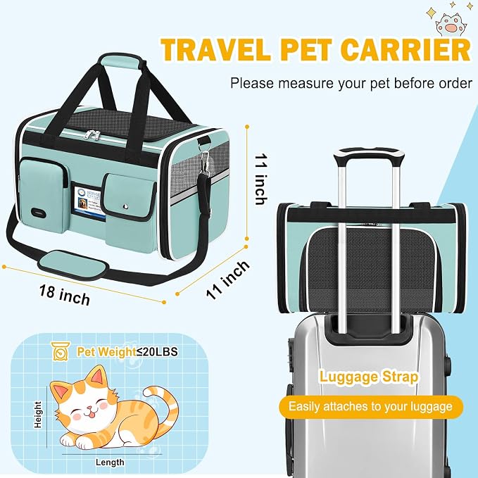 HUANLANG Soft-Sided Cat Carrier Airline Approved, Dog Carriers - Image 5