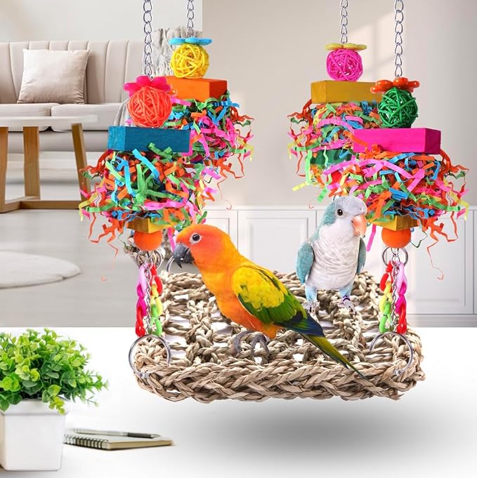 Parakeet Toys Bird Toys Conure Toys Birdcage Stands Bird Foraging Wall Seagrass - Image 2