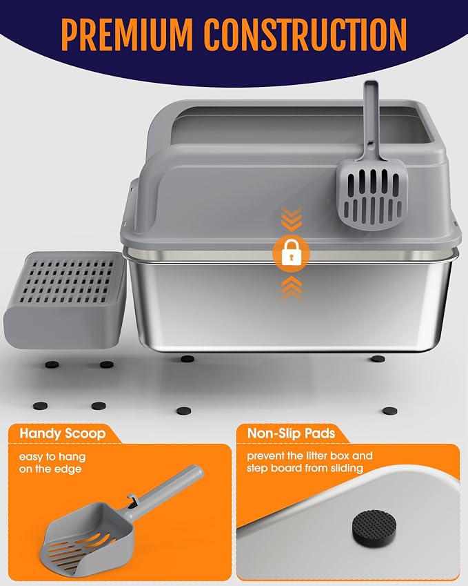 Cat Litter Box - Stainless Steel Litter Box - Image 2