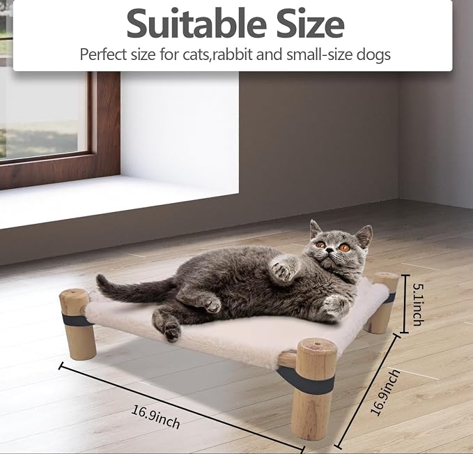 Pozico Cat Hammock Bed – Wooden Elevated Cat/Dog Bed - Image 3