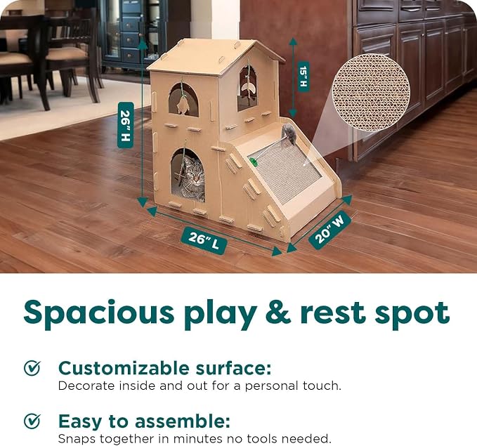 FurHaven Townhouse Multi-Level Cardboard Cat House - Image 3