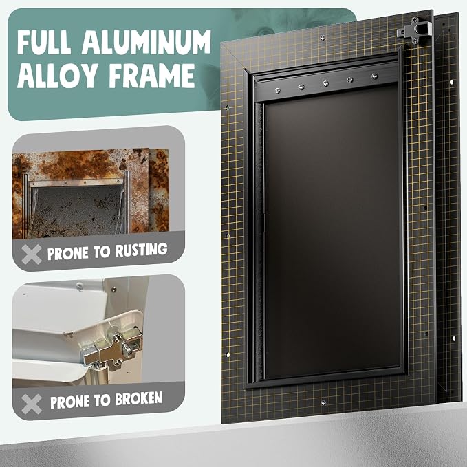 Extra Large Dog Door for Door All Aluminum 3 Flaps Black, Heavy Duty XL Dog - Image 2