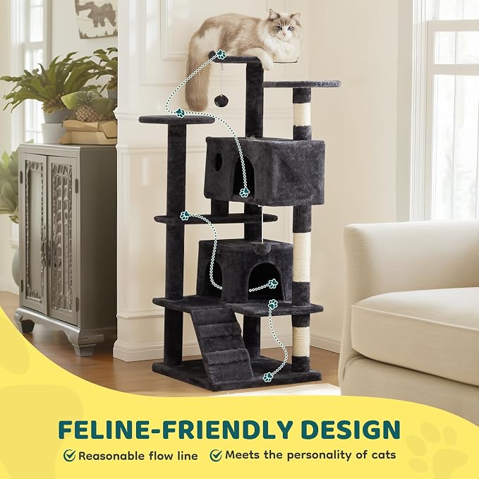 Cat Tree 54 Inch, Sisal Scratching Posts and Climbing Ladder, Pet Play Toy - Image 5