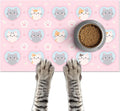 Cat Feeding Mat 24x16 inch Pink Heart Kitten Print Pet Bowl Placemat Non Slip by HOMETITUTE