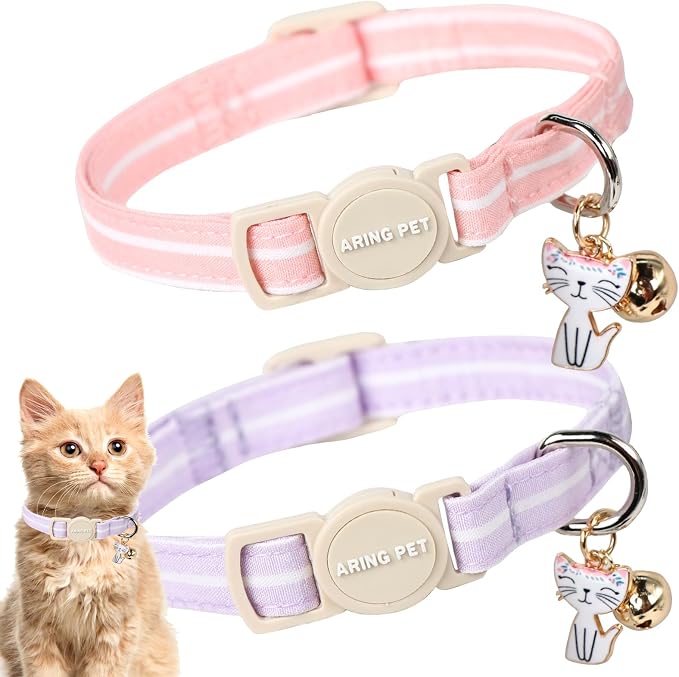 ARING PET 2 Pack Cat Collar-Cute Cotton Cat Collar by ARINGPET
