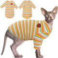 DENTRUN Hairless Cats Shirt Breathable Cat Daily Wear Clothes Stripe Vest by DENTRUN