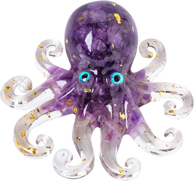 Octopus Decor Aquarium Amethyst Gravel Decorative Resin Glass by RJINGSHICRYSTAL