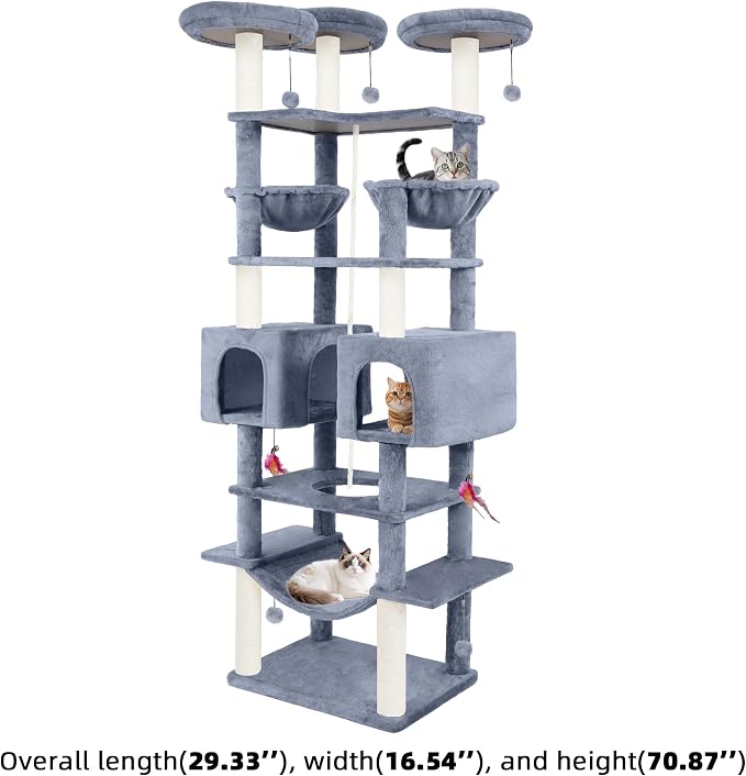 71in Multifunctional Multi-Level Cat Tree Tower - Image 2