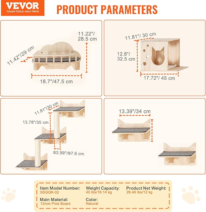 VEVOR Wall Mounted Cat Shelves and Perches - Image 7