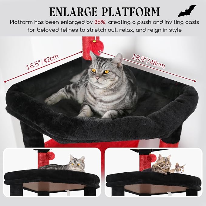 Globlazer Extra Large Platform Gothic Cat Tree, 65in Tall Sturdy Goth Cat Tower - Image 2