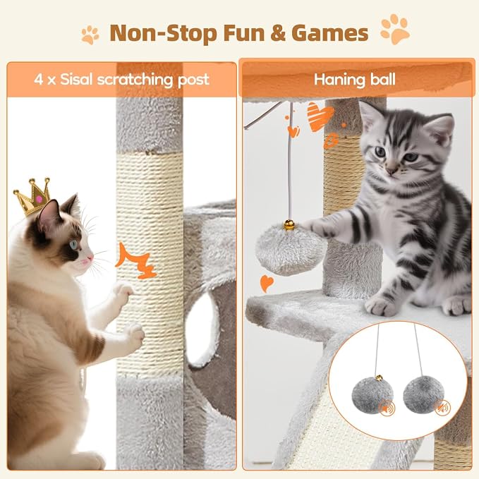 Taoqimiao Cat Tree, 38.2-Inch Cat Tower - Image 6