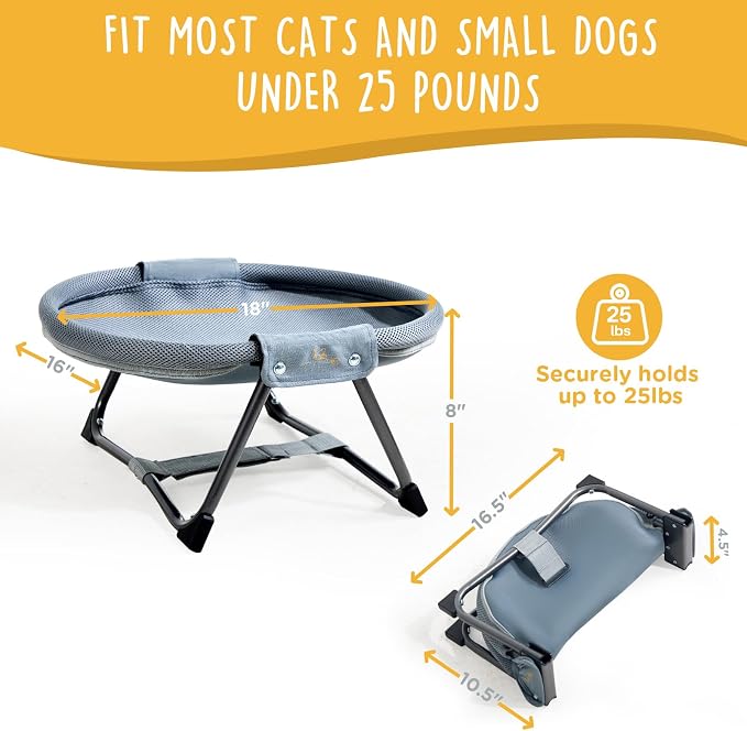 KITTY KINGDOM Elevated Cat Hammock Bed, Foldable No-Assembly Cat Bed - Image 6